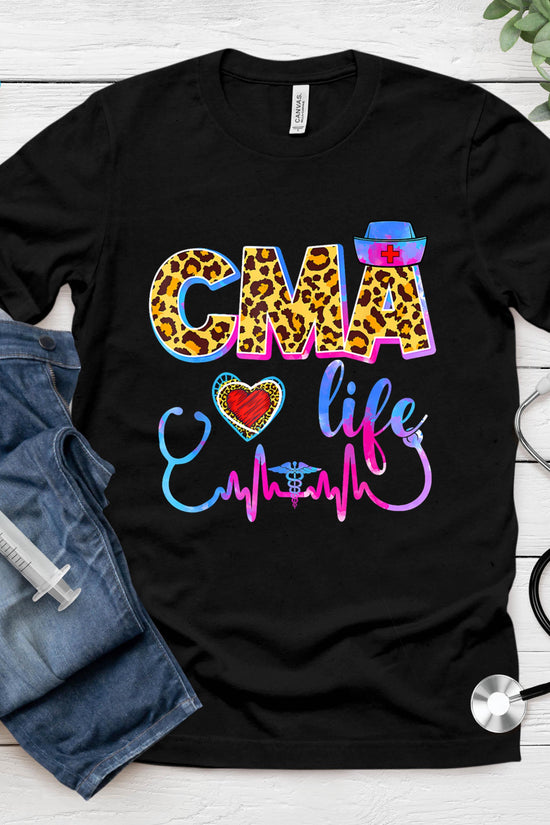 Leopard Tie Dye Cma Life Stethoscope Leopard Nurse Week T-Shirt