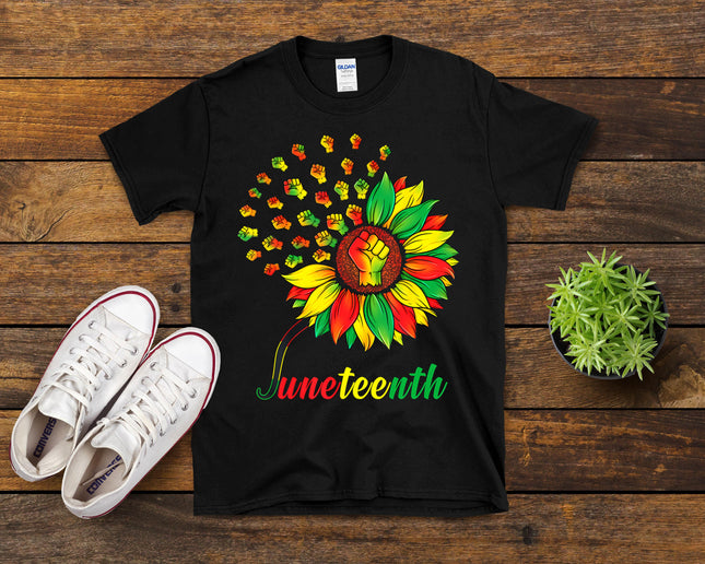 Cute Juneteenth Fist Sunflower Black African American T-Shirt
