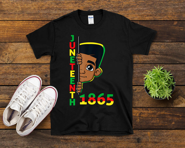 Juneteenth Celebrating 1865 Cool Brown Skin King Boys Kids T-Shirt