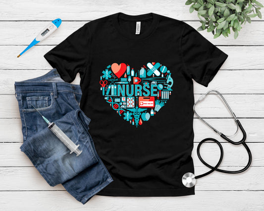 Nurse Love Nursing Student Rn Nurse Heart Cna Women Men Gift T-Shirt