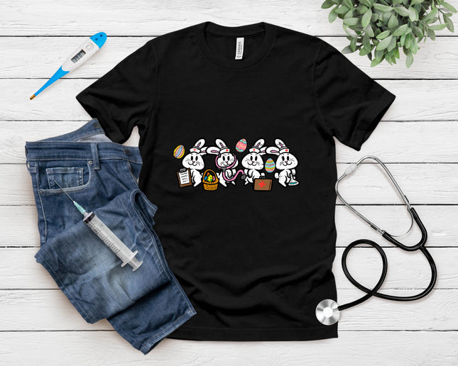Easter Bunny Nurses Rabbit Er Ed Squad Crew Scrub Top Women T-Shirt
