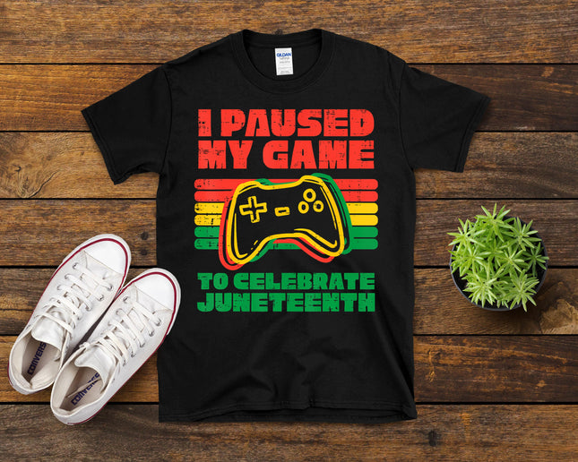 I Paused My Game To Celebrate Juneteenth Black Kids Boys Men T-Shirt