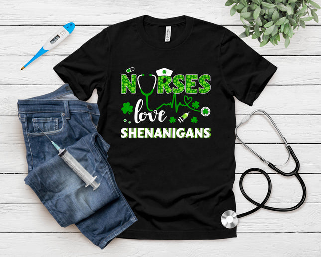 Nurses Love Shenanigans With Stethoscope For St Patricks Day T-Shirt