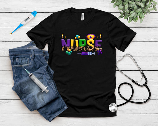 Mardi Gras Nurse  T-Shirt