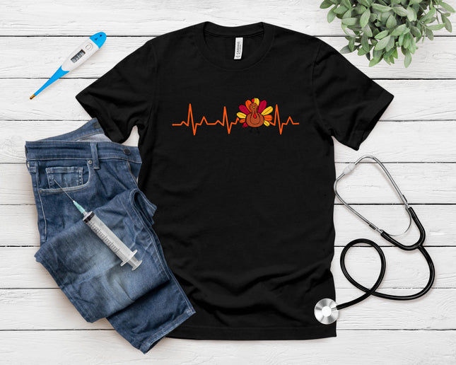 Ekg Heartbeat Turkey Nurse Nursing School Fall Thanksgiving T-Shirt