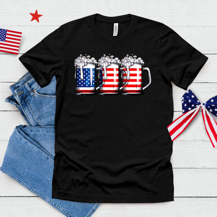 Beer American Flag 4th Of July Men Women Merica Drinking Usa T-Shirt