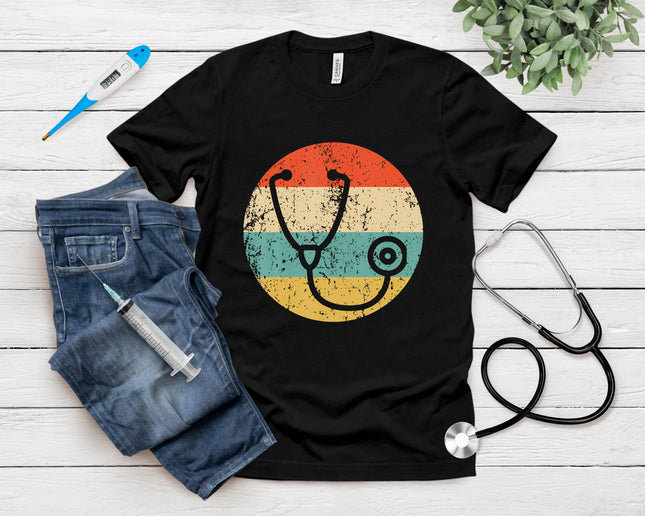 Doctor Nurse Vintage Retro Stethoscope T-Shirt