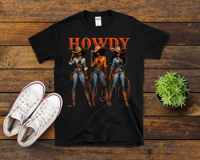 Black Cowgirl Western Rodeo Melanin History Texas Howdy T-Shirt