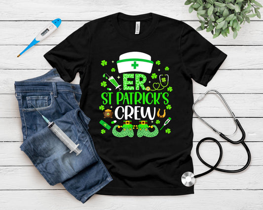Er Nurse St Patrick's Day Crew Emergency Room Nursing Squad T-Shirt