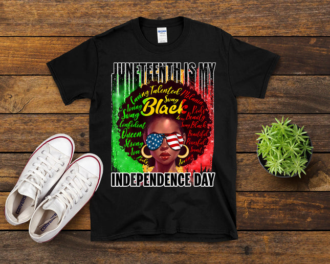 Juneteenth Independence Day Afro Melanin Natural Hair Womens T-Shirt