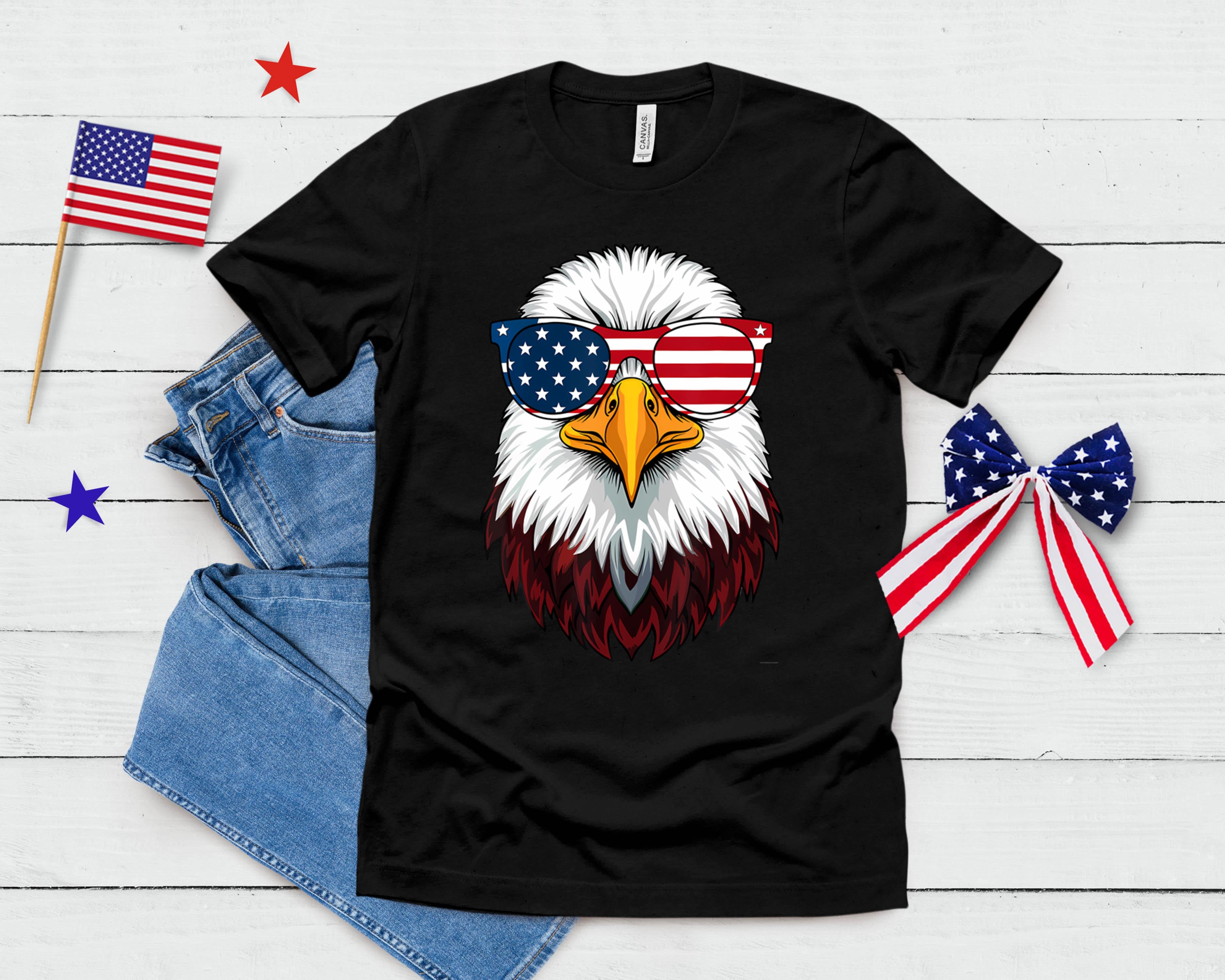 American Flag Patriotic Eagle Shirt Men Boys 4th Of July T-Shirt