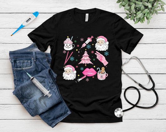 Retro Christmas Botox Dealer Aesthetic Nurse Injector Filler T-Shirt