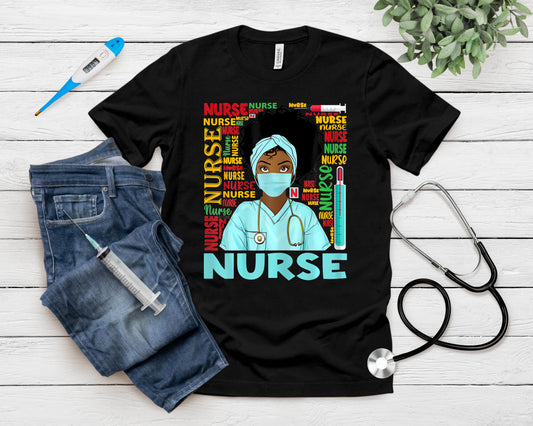 Black Nurse Afro Magic Black History Month Nurse Melanin T-Shirt