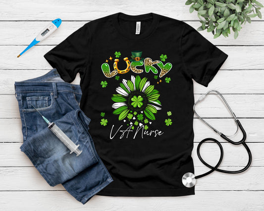 Funny St Patricks Day Lucky Va Nurse St Patricks Day T-Shirt