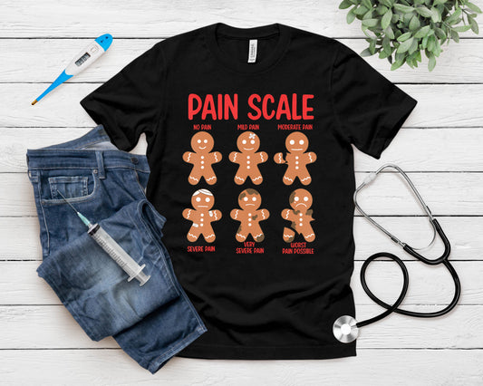 Retro Pain Scale Gingerbread Trauma Nurse Christmas Nursing T-Shirt