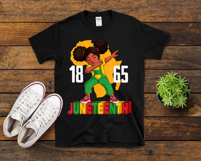 Juneteenth Dabbing Girl Kids Girls Women Black African T-Shirt