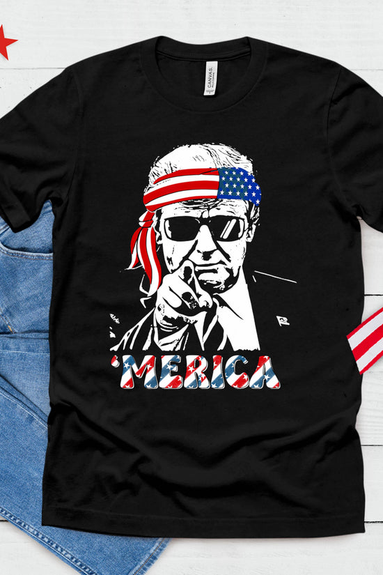 'Merica Trump Happy 4th Of July Trump American Flag T-Shirt