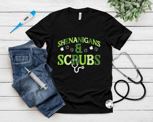 St Patricks Day Shenanigans Scrub Saint Pattys Nurse Women T-Shirt