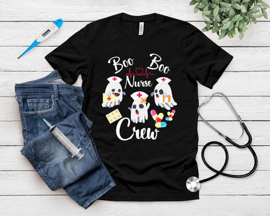 Boo Boo Crew Nurse Ghost Costume Funny Halloween Gift T-Shirt