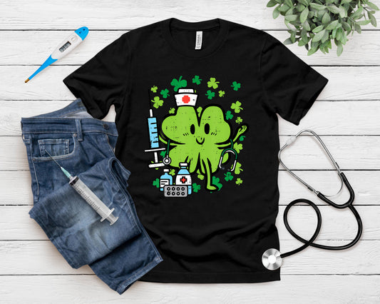 St Patricks Day Nurse Shamrock Saint Pattys Scrub Top Women T-Shirt