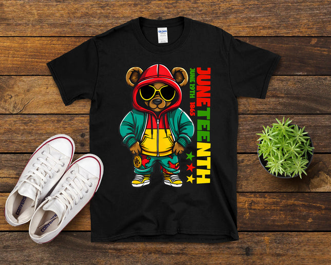 Juneteenth Black Mens Hip Hop Teddy Bear African American T-Shirt