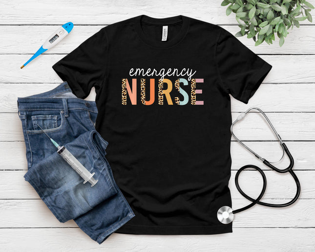 Emergency Nurse Leopard Print Er Nurse Nursing School Women T-Shirt