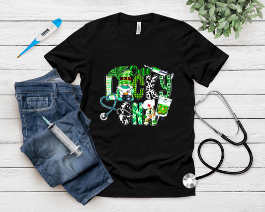 St. Patrick's Day Shamrock One Lucky Cna Nurse Gnome T-Shirt