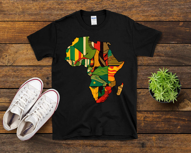 Africa Map African Kente Cloth Print Juneteenth Men Women T-Shirt