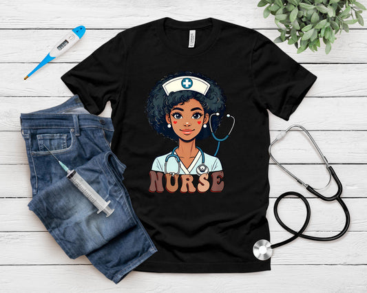 Black Nurse Afro Melanin Black History Month Nursing Rn Lpn T-Shirt