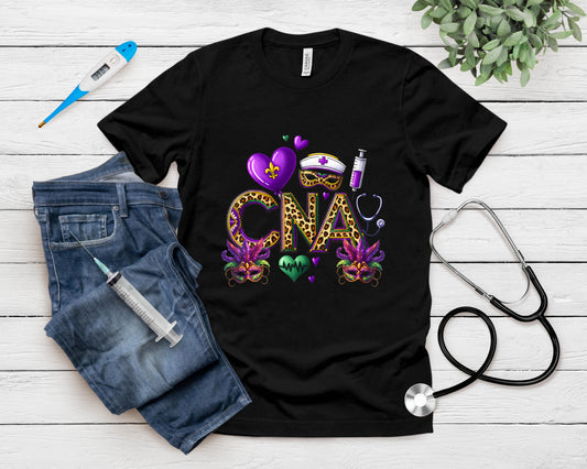 Cna Mardi Gras Certified Nursing Assistant Mardil Gras Nurse T-Shirt