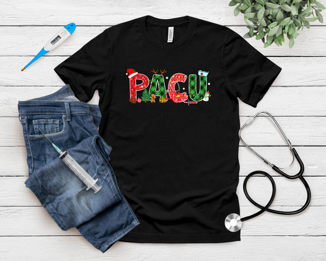 Buffalo Plaid Pacu Nurse Christmas Tree Santa Xmas Pajama T-Shirt