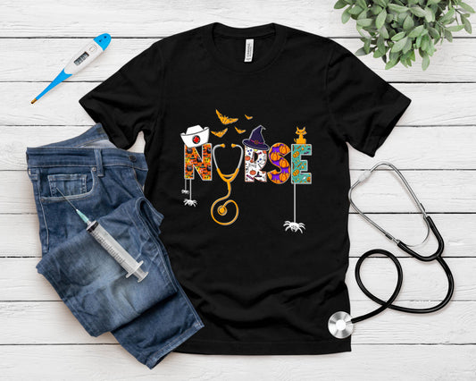 Halloween Nurse Nursing Cute Health Worker Halloween Pattern T-Shirt