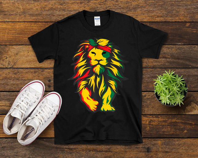Lion Juneteenth Cool Black History African American Flag T-Shirt