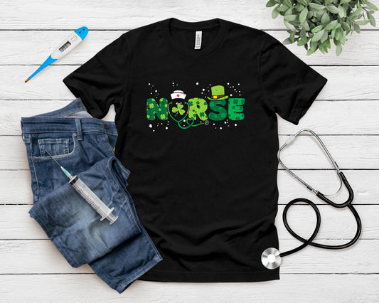 Irish Nurse Stethoscope Scrub St Patricks Day Nurses Women T-Shirt