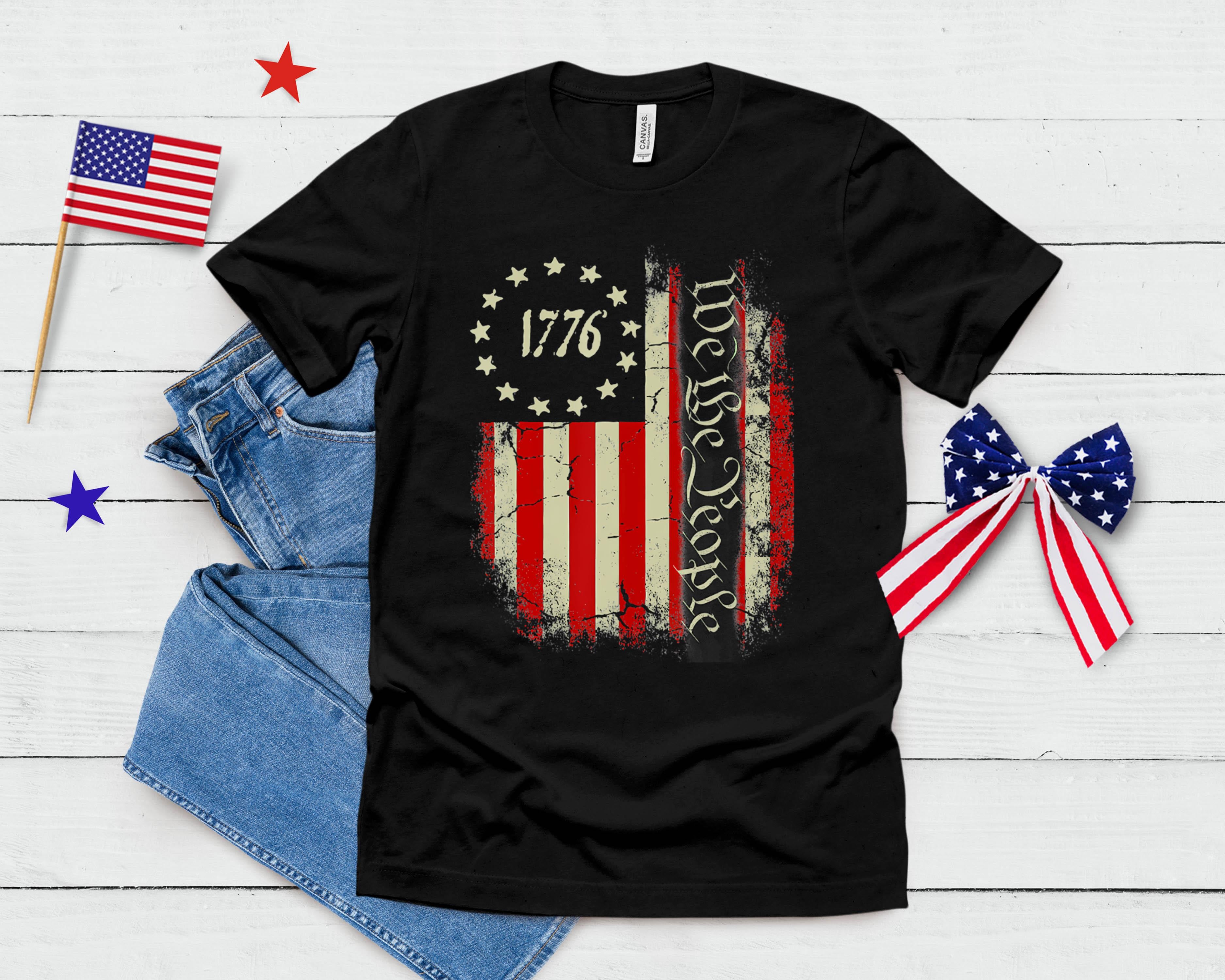 We the People 4th of July 1776 USA Flag T-Shirt