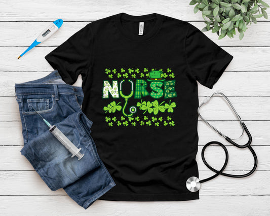 St Patricks Day Nurse Saint Paddys Pattys Scrub Top Women T-Shirt