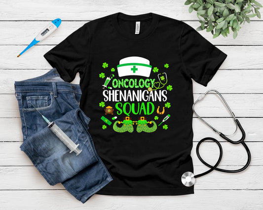 Oncology Nurse Shenanigans Crew St Patricks Day Nurse Scrub T-Shirt