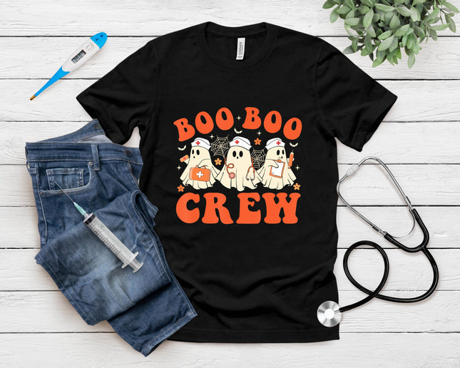 Boo Boo Crew Nurse Ghost Scrub Top Nursing Halloween Costume T-Shirt