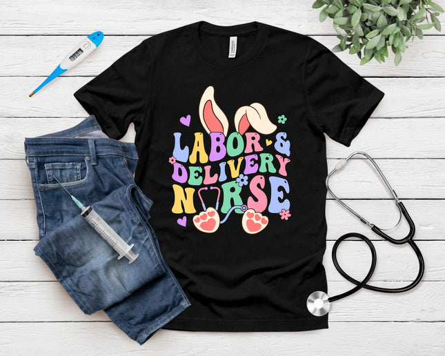 Labor And Delivery Nurse Bunny Ld Nurse Happy Easter Day T-Shirt