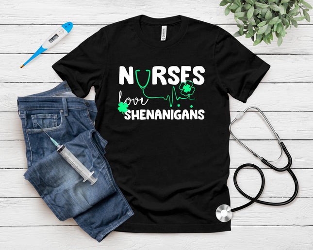 Nurses Love Shenanigans - Rn Funny St Patrick's Day Nursing T-Shirt