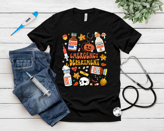 Emergency Department Funny Er Nurse Halloween Spooky Season T-Shirt
