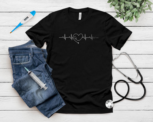 Medical Nursing Heart Stethoscope Heartbeat Medical Nurse T-Shirt