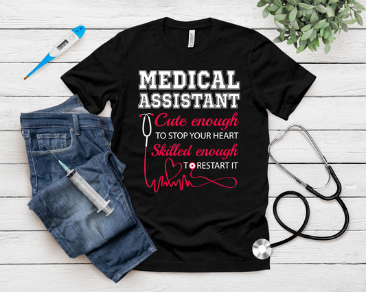 Medical Assistant Cute Nurse Stop Heart Male Female Nursing T-Shirt