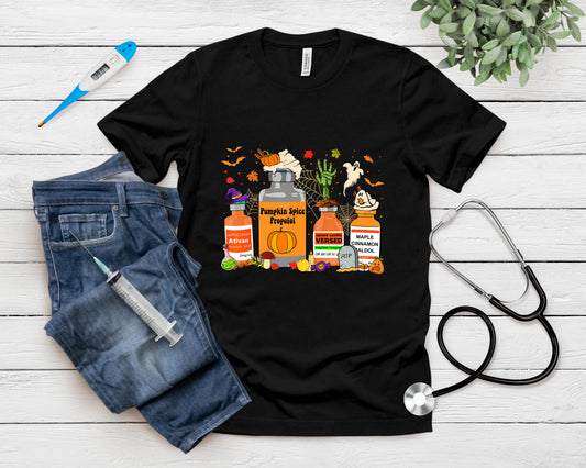Pumpkin Spice Propofol Ativan Versed Haldol Halloween Nurse T-Shirt