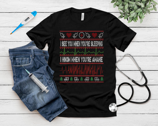 Tachy Nurse Ugly Christmas Sweater Doctor Medical T-Shirt