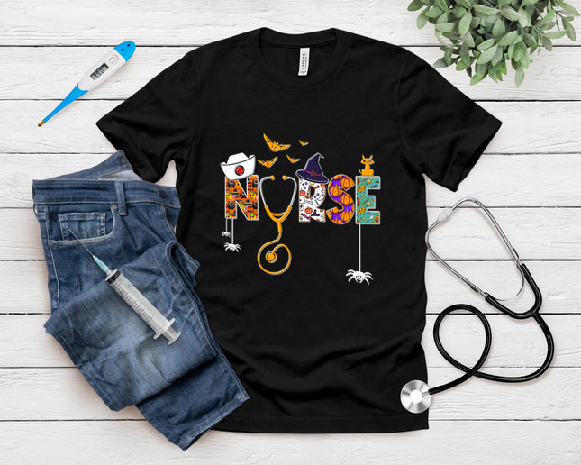 Halloween Nurse Nursing Cute Health Worker Halloween Pattern T-Shirt