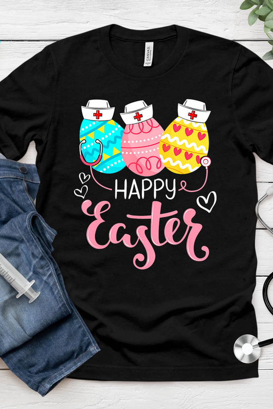 Happy Easter Day Nursing Cute Bunny Egg Nurse Stethoscope T-Shirt
