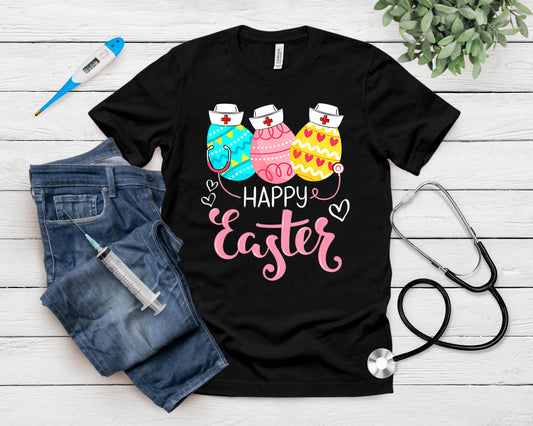 Happy Easter Day Nursing Cute Bunny Egg Nurse Stethoscope T-Shirt
