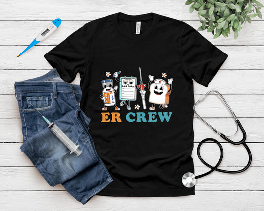 Retro Er Crew Emergency Room Funny Er Ed Nurse Tech T-Shirt