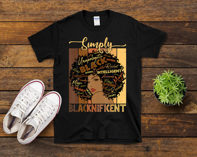 Simply Blacknificent Magic Juneteenth Girl Afro Woman Black T-Shirt